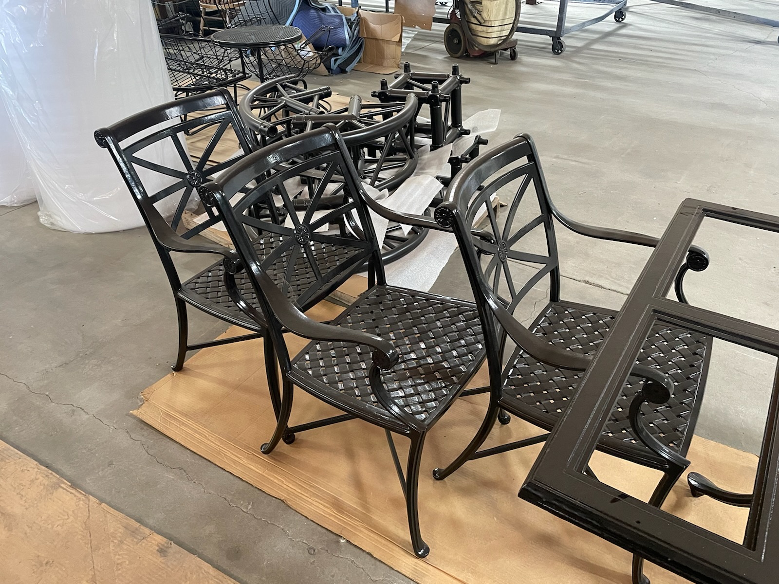 Powder coated patio chairs and table